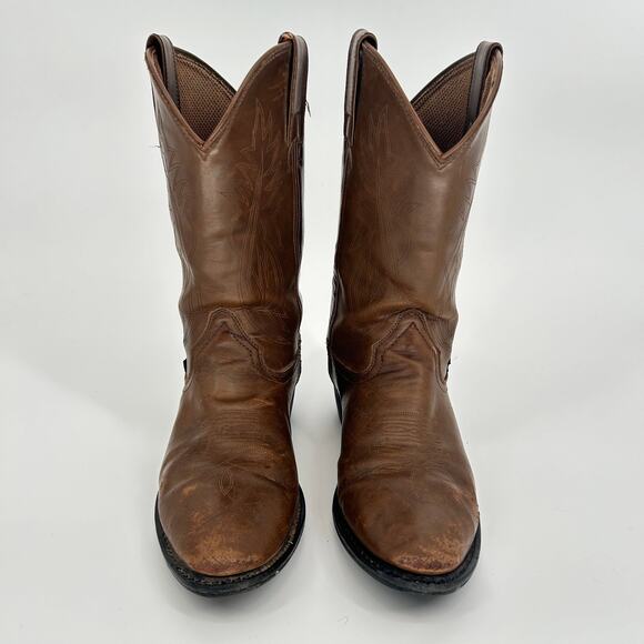 Justin Cowboy Boots Mens Size 13 EE Brown‎ Leather Mid Calf Western Made In USA main image 6